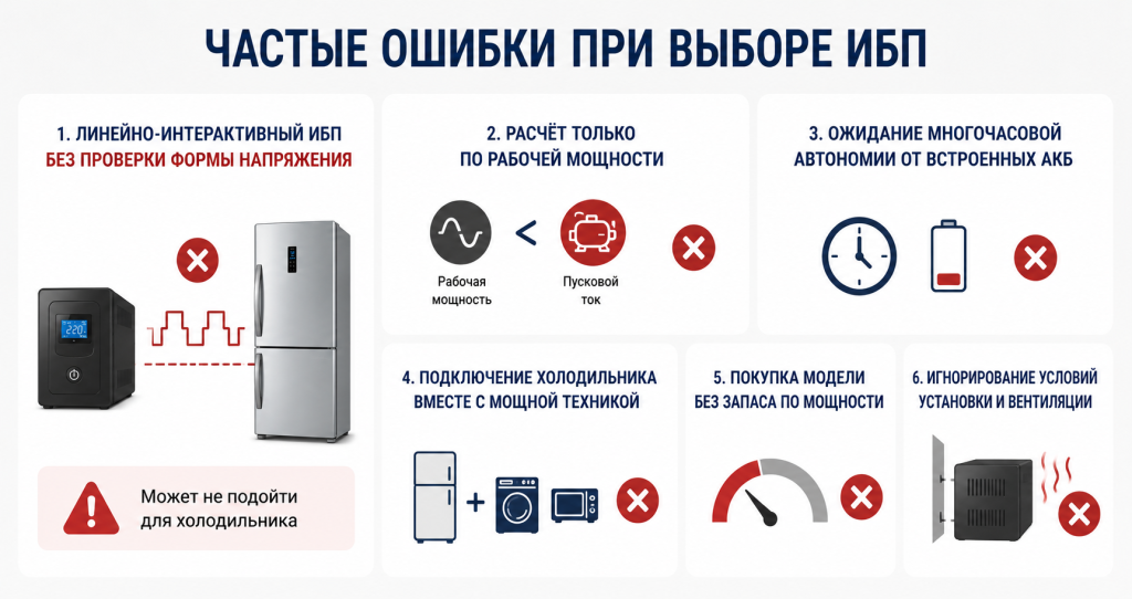Частые ошибки при выборе ИБП для холодильника Частые ошибки при выборе ИБП для холодильника картинки