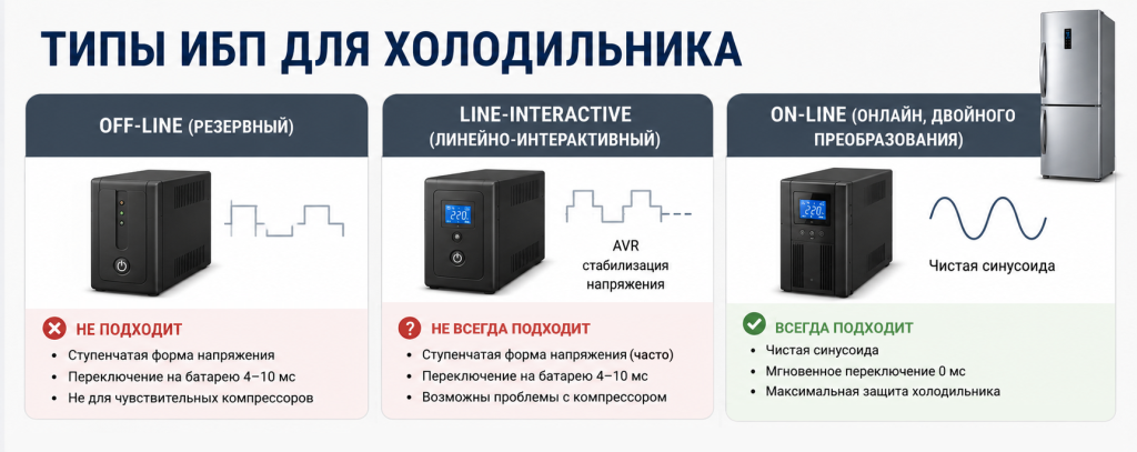 Типы ИБП для холодильника Типы ИБП для холодильника картинка